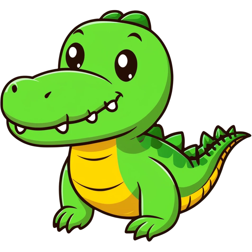 cute friendly crocodile with a smile emoji