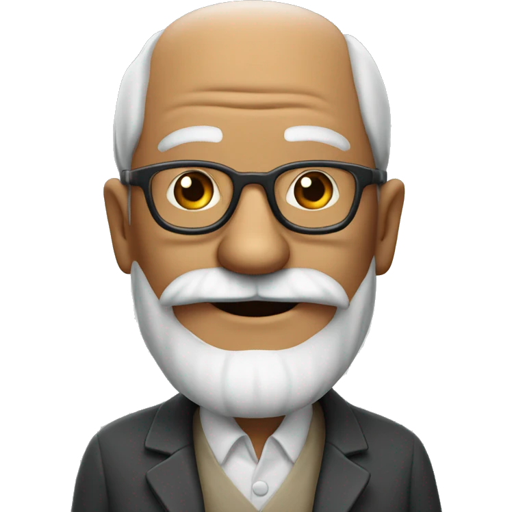 old professor with beard and mustache in glasses smiling emoji