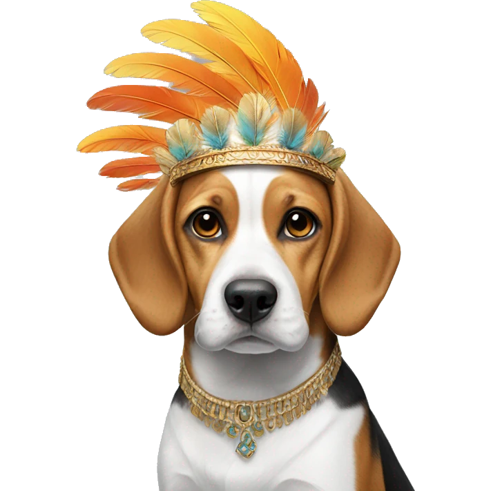 Beagle with feathered headdress  emoji