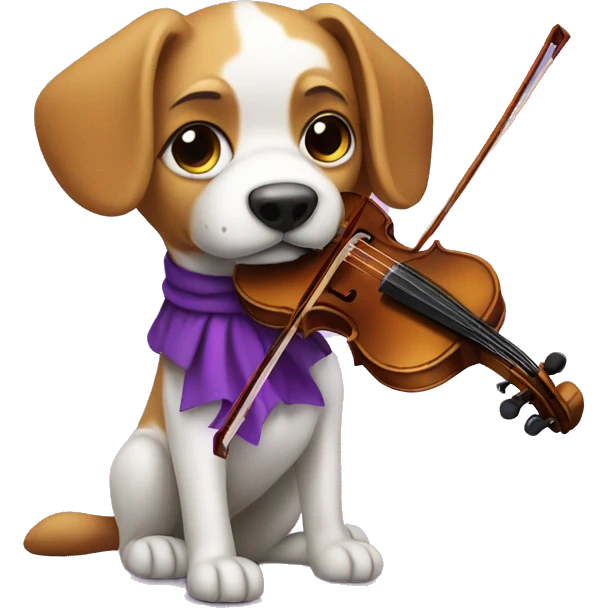 dog with  purple violin  emoji