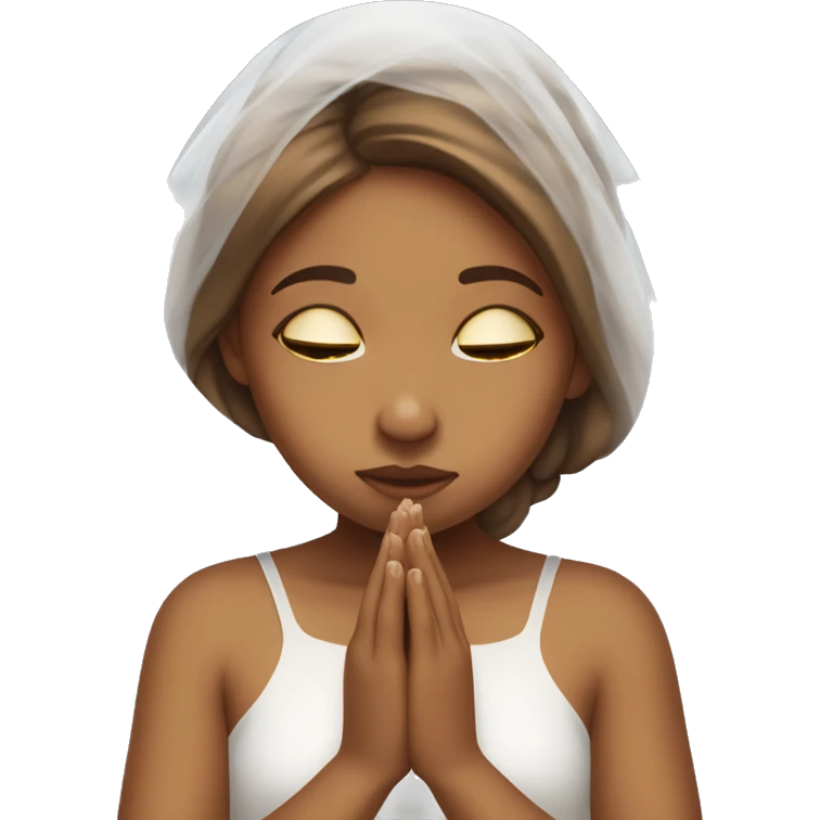 Caramel skin Girl praying for with white veil  emoji