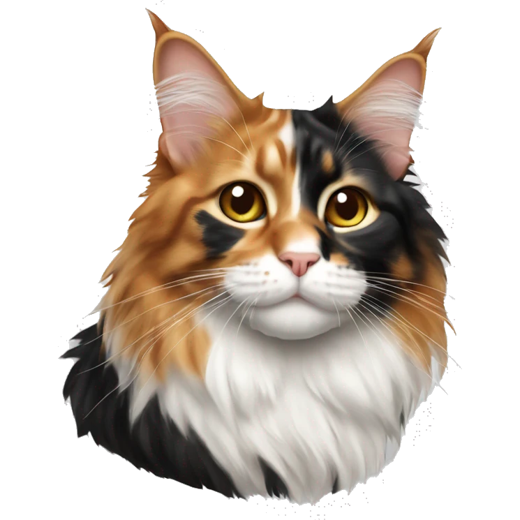  mainecoon cat tricolor ginger face black white emoji