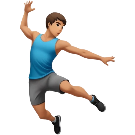 A person performing a parkour move, leaping between buildings or scaling a wall with agility and precision. The scene captures dynamic motion, showcasing strength, flexibility, and the thrill of urban acrobatics against an urban cityscape backdrop. emoji