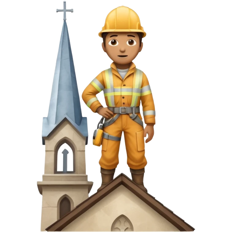 steeplejack man lightning strike on a church spire emoji