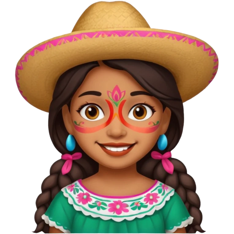 mexican cute girl with painted face emoji