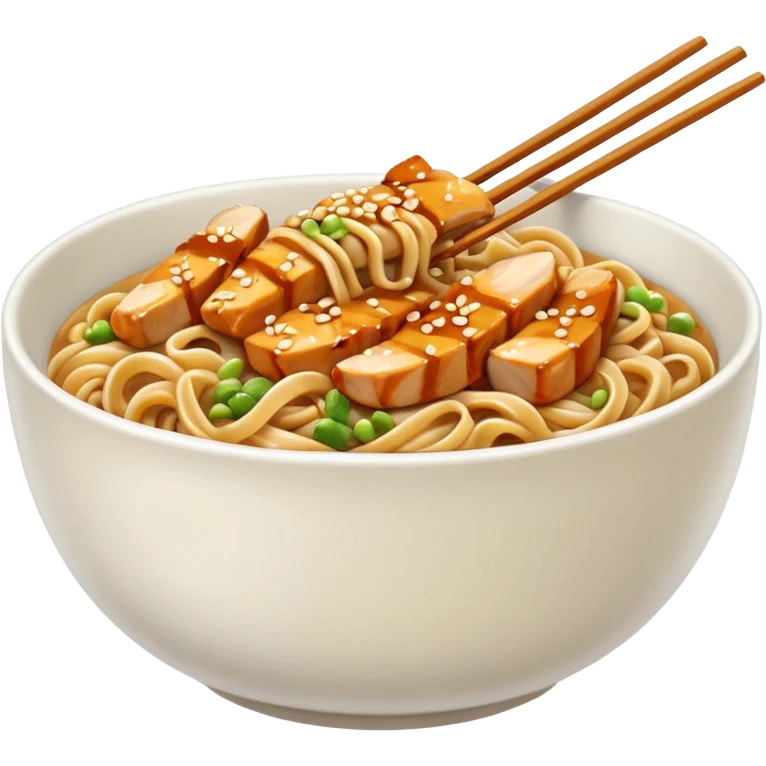 Chicken teriyaki noodles in a bowl  emoji