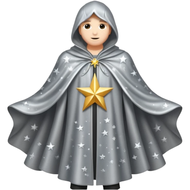 a fantasy  magic, silver color with star pattern cloak emoji