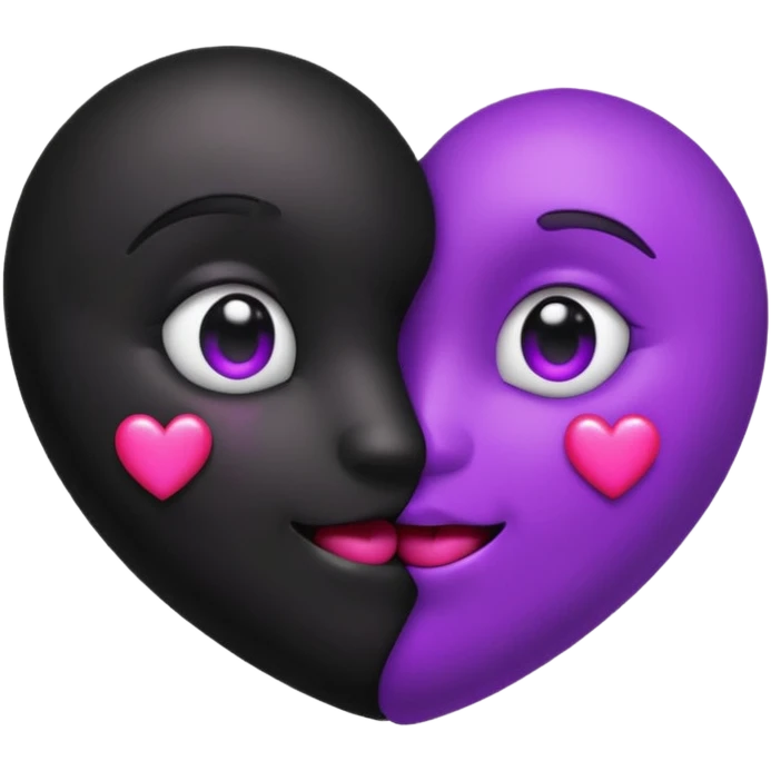 a clack emoji kissing with a purple heart emoji