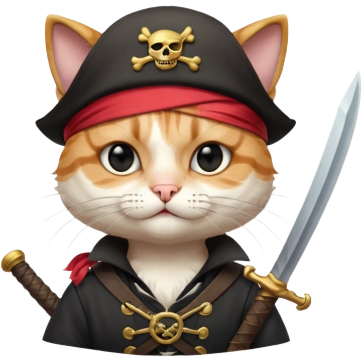 pirate cat with human body one eye mask emoji