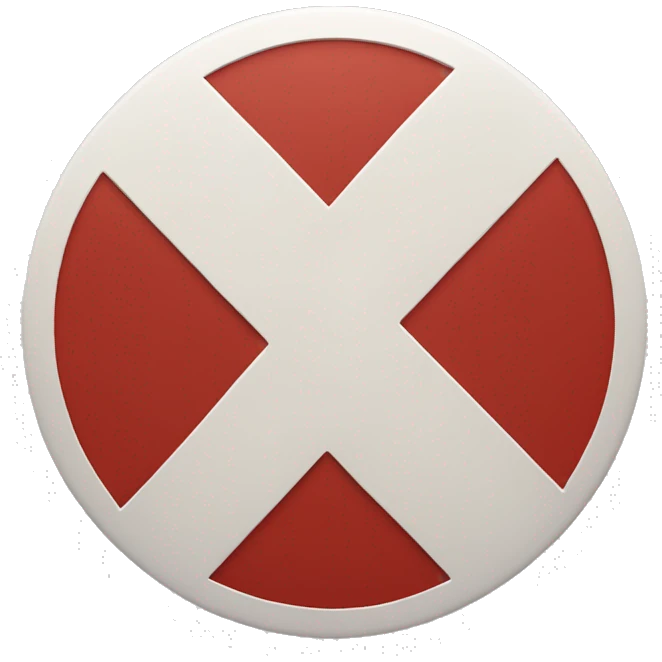 red and white circle with red triple tau cross inside emoji