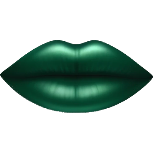 Lips of a dark emerald color in the form of a kiss emoji
