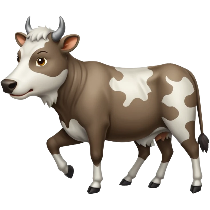 A cow being HUNTED by a wolf emoji