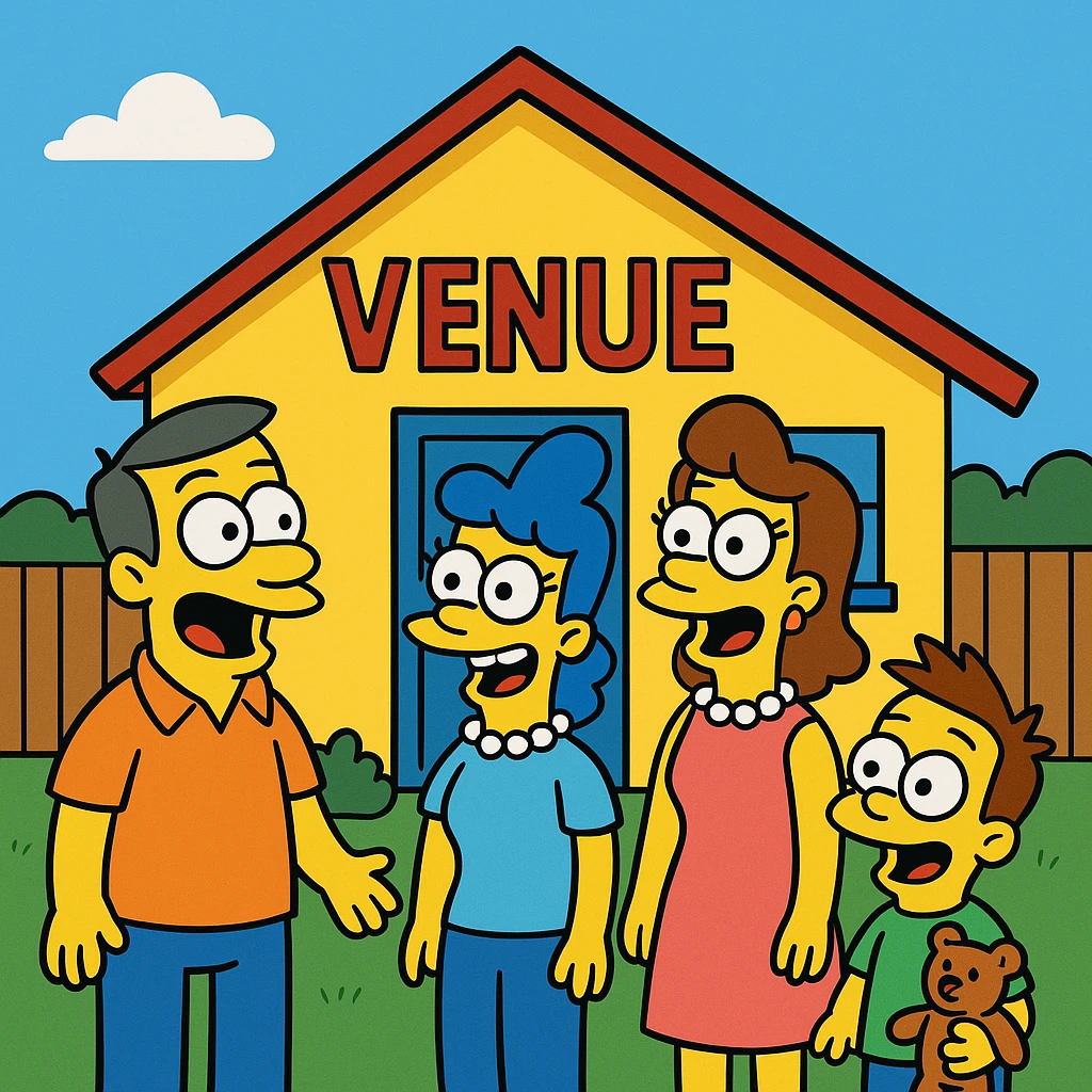 Venue – a place where an event happens.
The concert will take place at a new venue downtown. emoji
