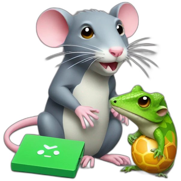 Rat with lizard playing playstation emoji