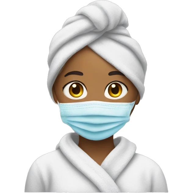 Girl in face mask with towel on head emoji