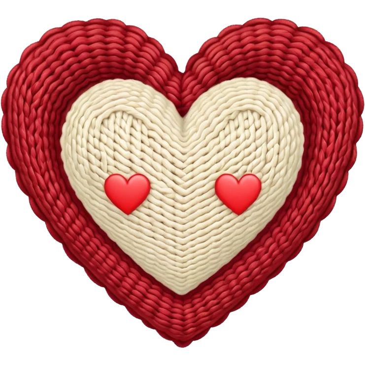 Vintage pattern, neutral color, Knitted textured heart  emoji