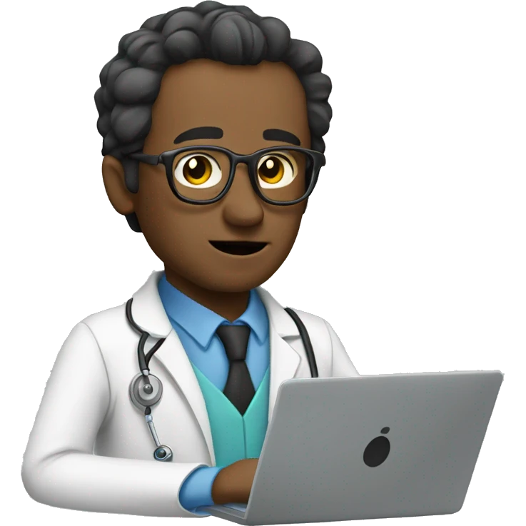 The doctor is at his laptop emoji