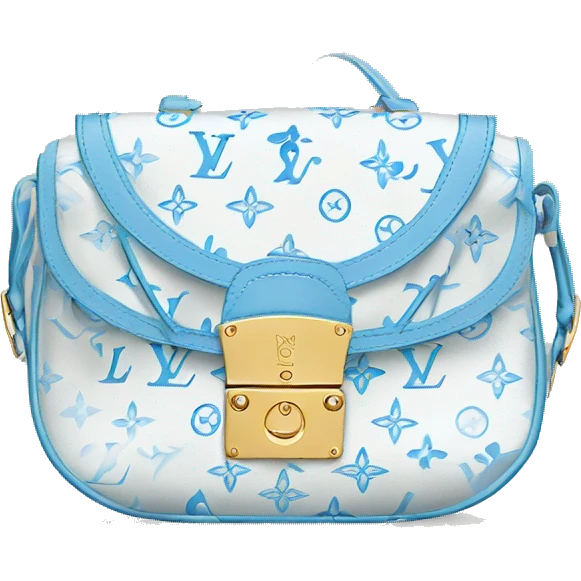 White Designer Louis Vuitton bag with baby blue monogram  emoji