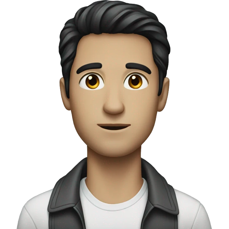 a guy with black hair, light blue eyes  emoji
