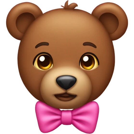 brown teddy with pink bow on ear emoji