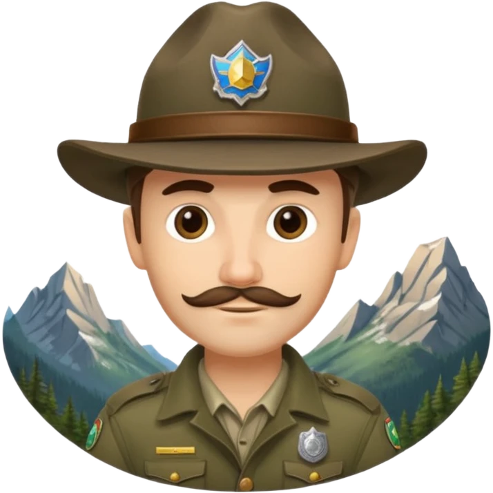 mountain ranger with hat and badge emoji
