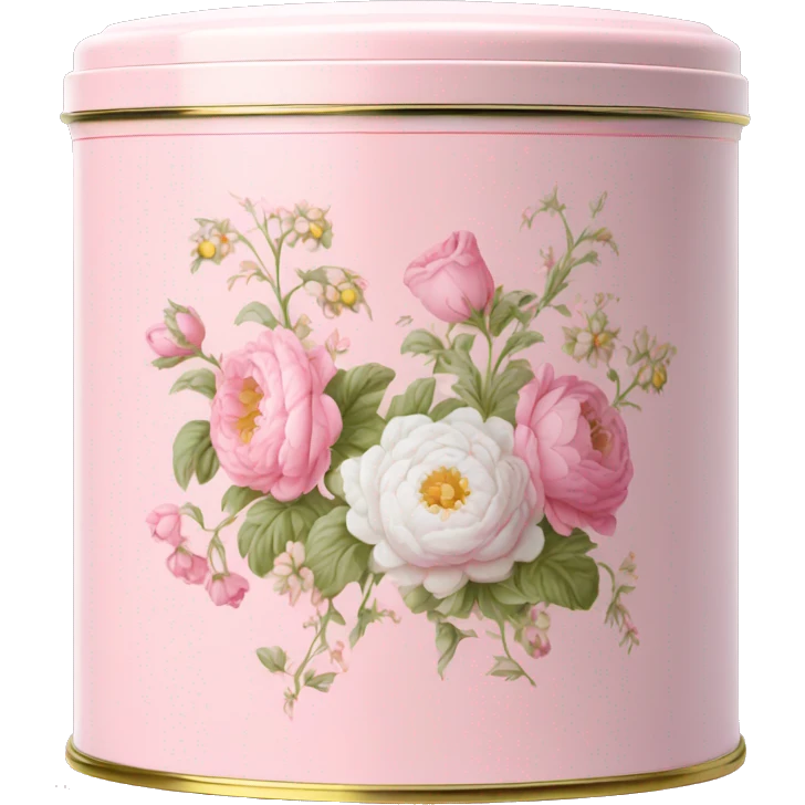 Elegant Rococo pale pink ditsy floral tea tin emoji