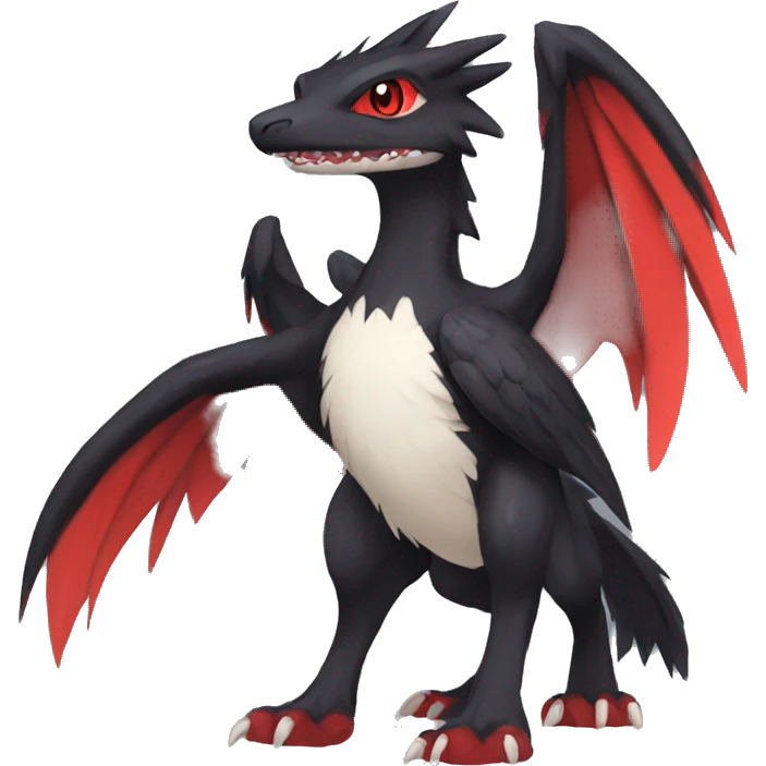 Anthro Cute cool black red nargacuga animal hybrid Fakemon full body emoji