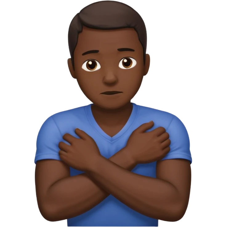 Man strangling  Himself with arms crossed over and grabbing neck tightly emoji