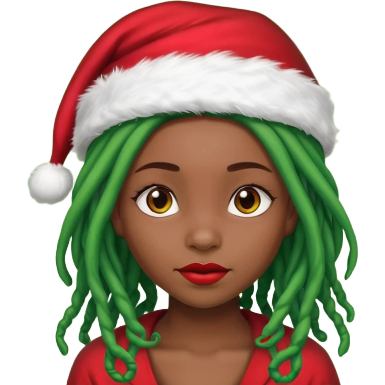 Girl style grinch with locs emoji