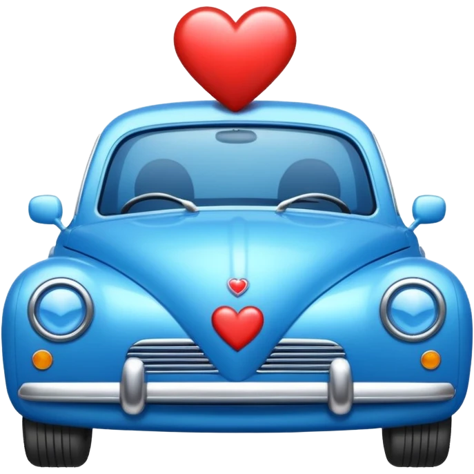 Blue car with heart emoji