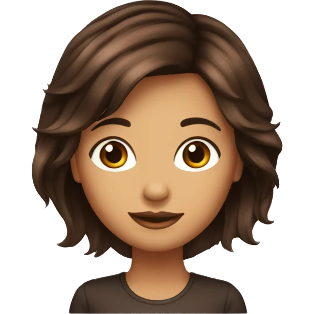Una chica con cabello marron oscuro y media cola emoji
