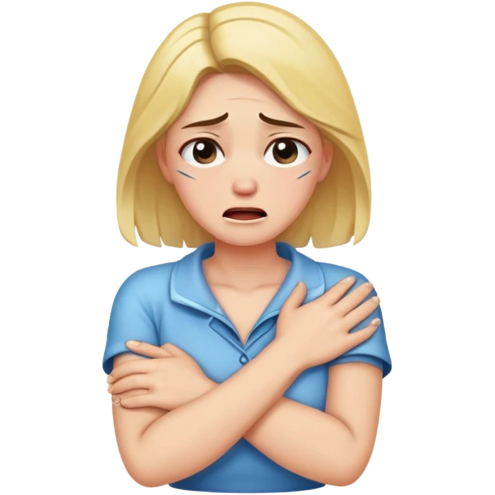 Chica con los brazos cruzados en su cuello llorando emoji
