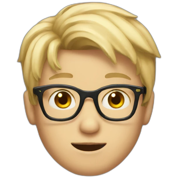 Blondie Boy with glasses and blink eye emoji