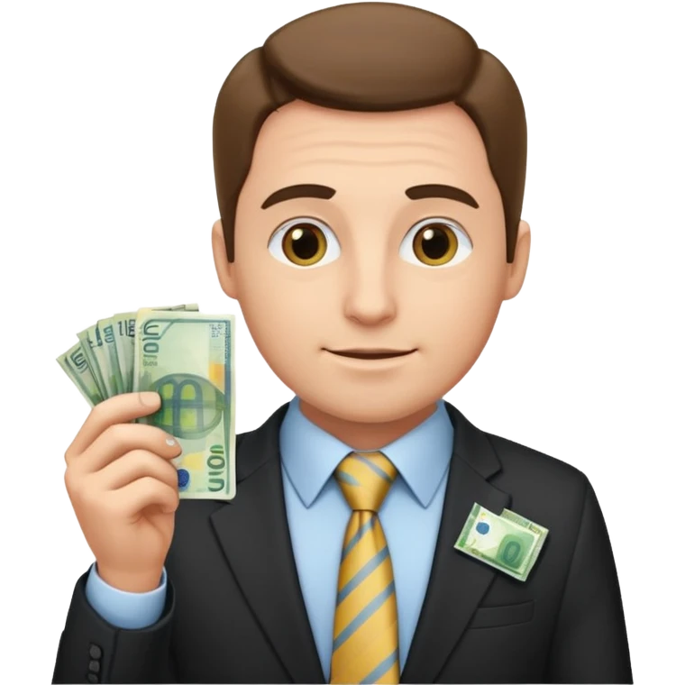 AN UNCLE with a tie in business clothes and with euro money
 emoji