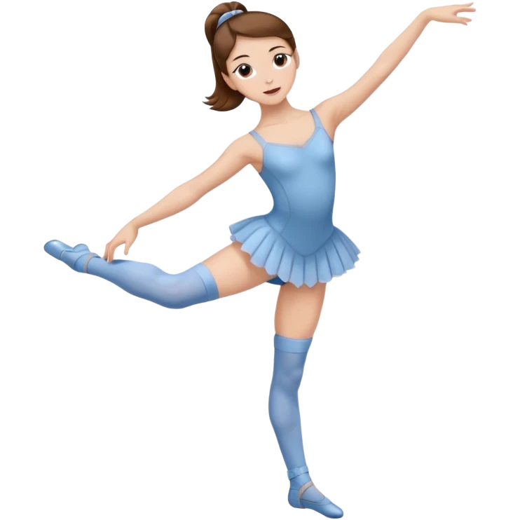 Ballet dancer in over the knee socks, leotard and long brown hair emoji