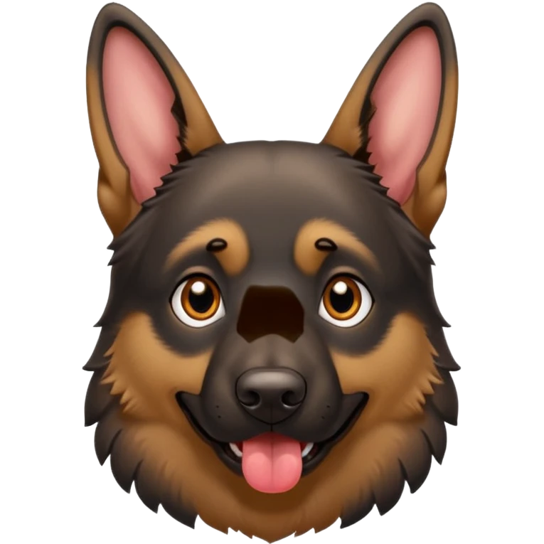 cartoon style dark German Shepherd dog with its tongue hanging out long emoji