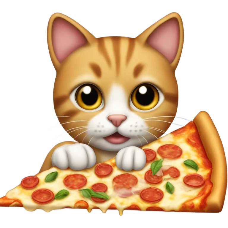 A cat eating pizza emoji