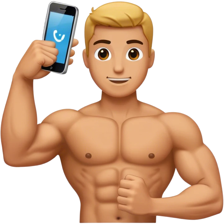 a mobile Phone with arms to the side flexing emoji