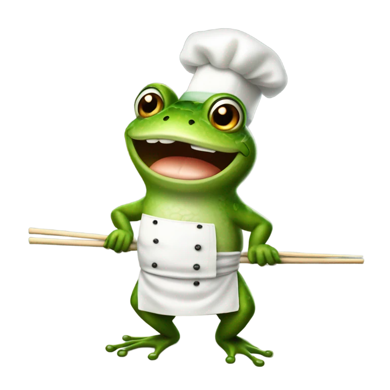 Frog working at sushi place emoji