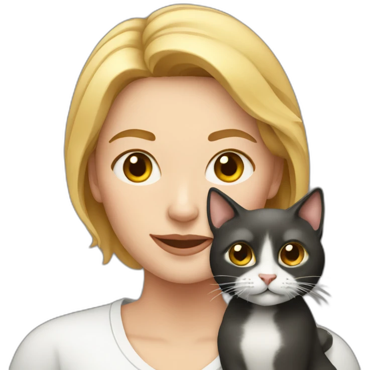white woman with a cat emoji