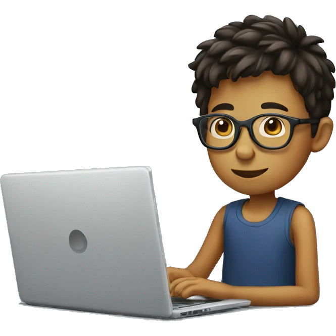 Boy in spectacle using laptop emoji