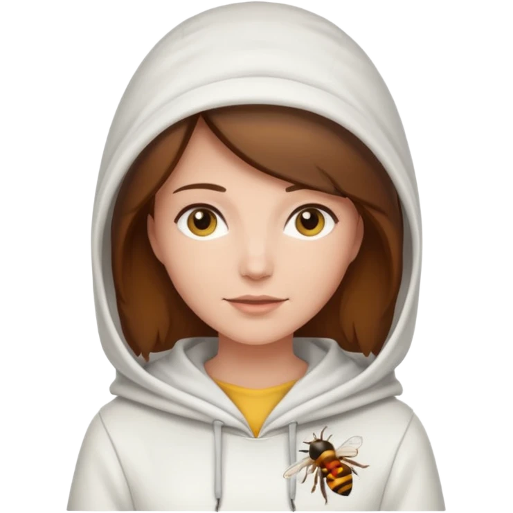 female bee keepers with brown hair, white outfit, white hood emoji