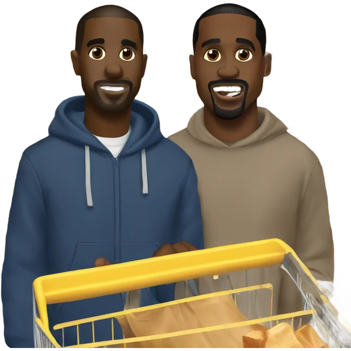 Travis Scott and Kanye West shopping at Aldi for peanut butter emoji