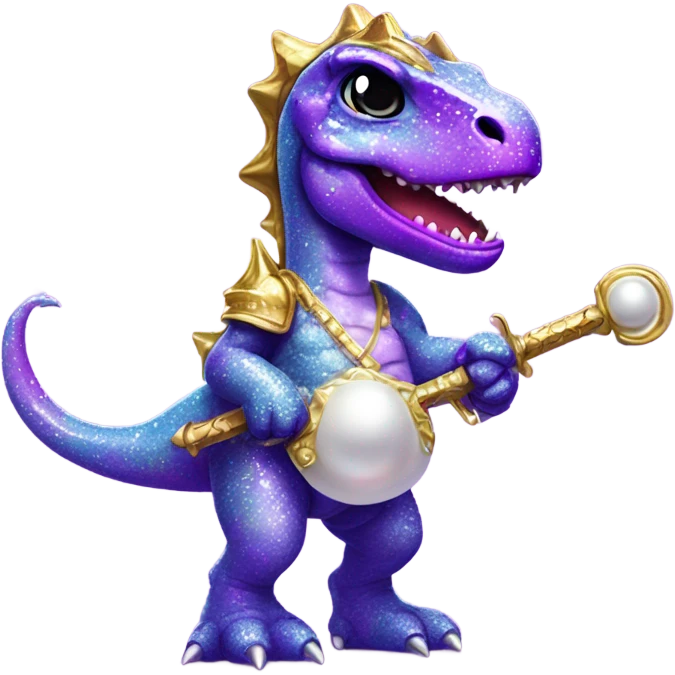 Lisa frank glitter purple dinosaur with sword and pearls emoji
