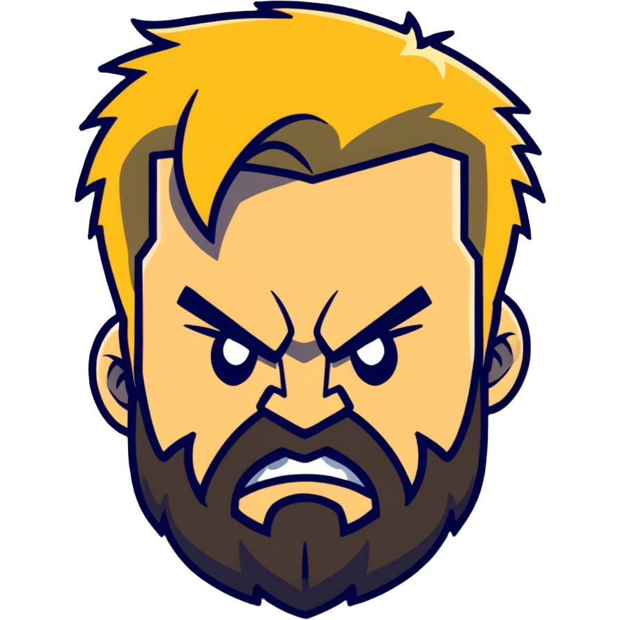 angry man with blonde hair and beard emoji