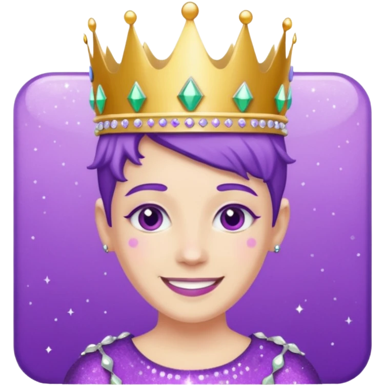purple non-binary people glitter crown emoji