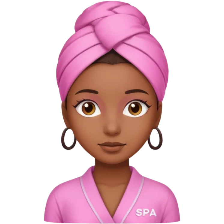 Brown skin girl wearing a pink spa outfit  emoji