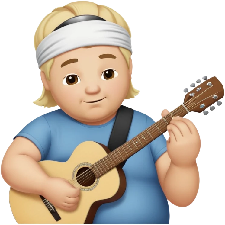 Overweight Blonde man in his 60’s with headband playing guitar emoji