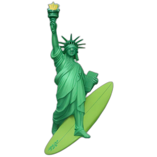 statue of liberty surfer on wave emoji