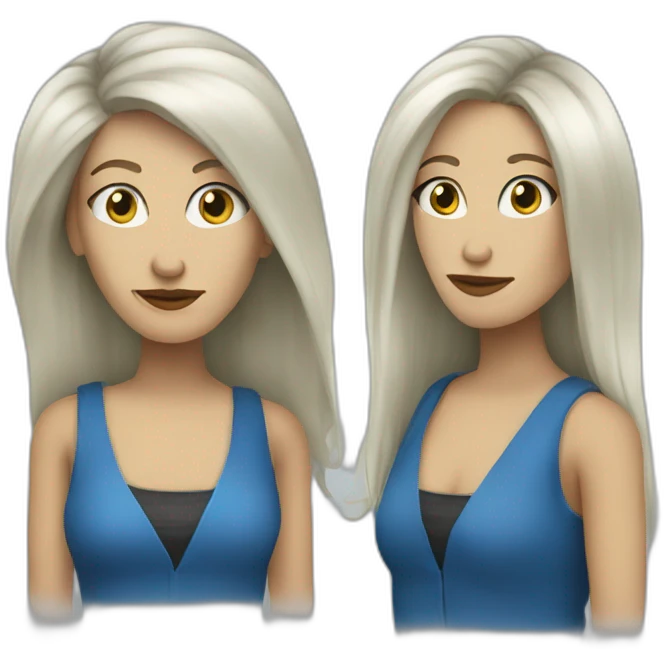 white punk jazz singer with blue straight long hair, woman, 43 years old emoji